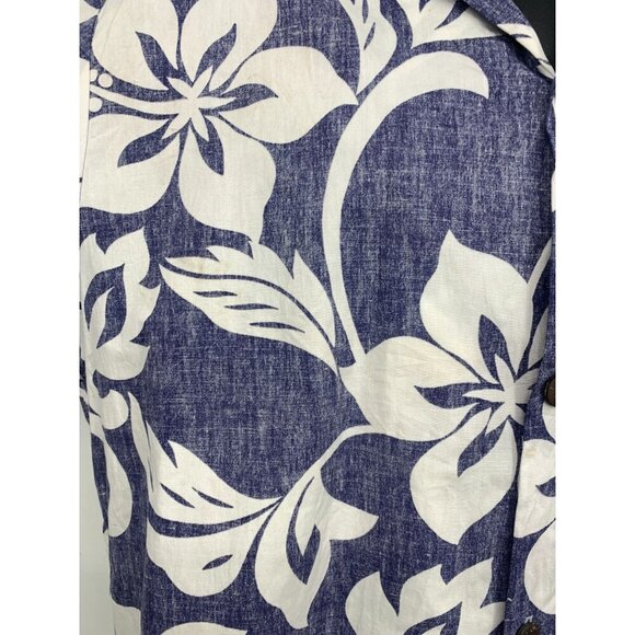 Hilo Hattie Men Large Blue Hibiscus Button Short Sleeve Shirt Aloha Hawaiian EUC - Picture 5 of 8